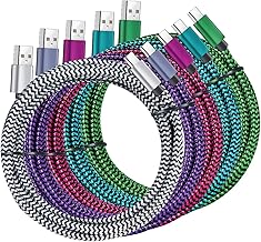 USB Type c Cable, 5 Pack (6FT) Nylon Braided USB C Cables 3A Fast Charging Charger for Samsung Galaxy S9/S8 Note8/9 20 10 S21 S20 S10 Plus C Cord (One Size)