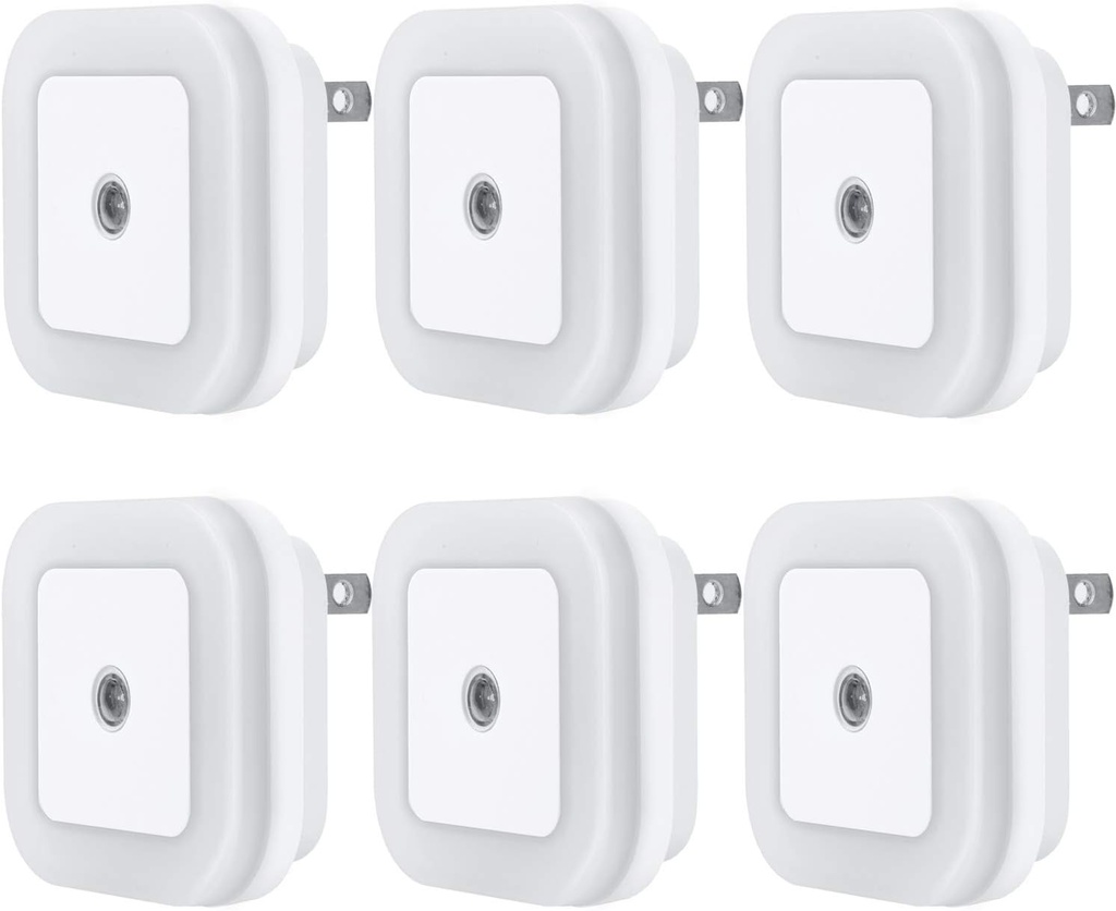 Uigos LED Night Light Lamp with Smart Sensor Dusk to Dawn Sensor, Daylight White, 0.5W Plug-in, 6-Pack (One Size)