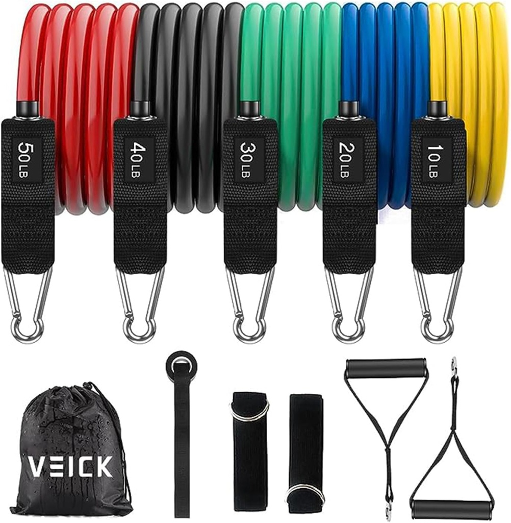 健身器材 veick resistance bands exercise bands workout bands resistance bands for working out with handles for men and women exercising bands for fitness weights work out at home (One Size)