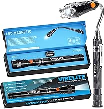 VIBELITE Extendable Magnetic Flashlight with Telescoping Magnet Pickup Tool-Fathers Day Dad Gifts for Husband, Dad, Men, Women, Him, Mechanic, Birthday Gifts for Men, Cool Gadget, Black (One Size)