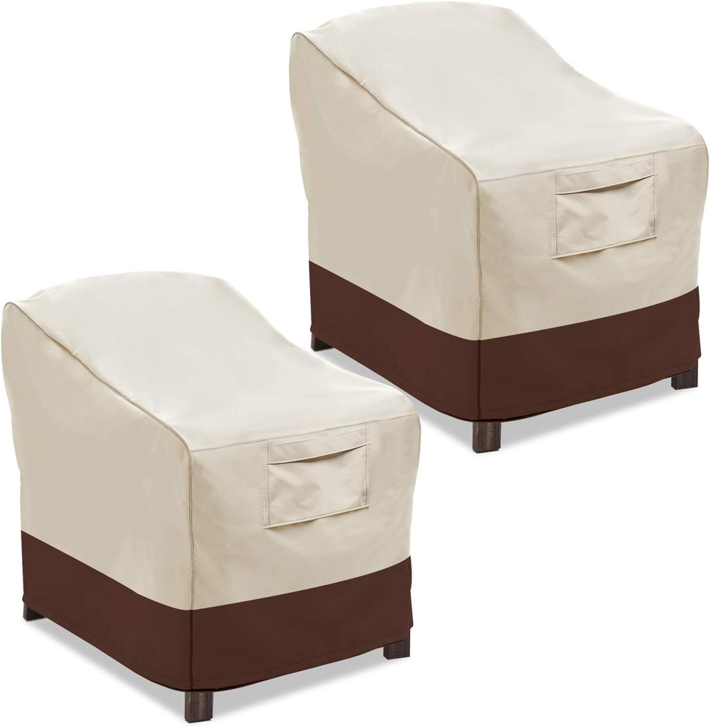 Vailge Patio Chair Covers, Lounge Deep Seat Cover, Heavy Duty and Waterproof Outdoor Lawn Patio Furniture Covers (2 Pack - Large, Beige & Brown) (One Size)