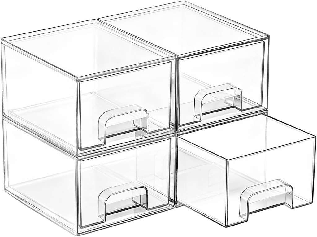 cabinets for the kitchen vtopmart 4 pack small clear stackable storage drawers acrylic bathroom makeup organizer plastic storage bins for vanity undersink kitchen cabinets pantry home organization