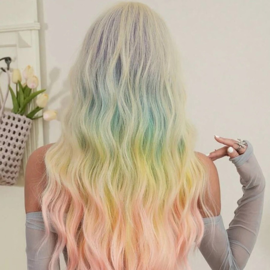 Wiggin Out Sugar Pastel Rainbow Lace Wig