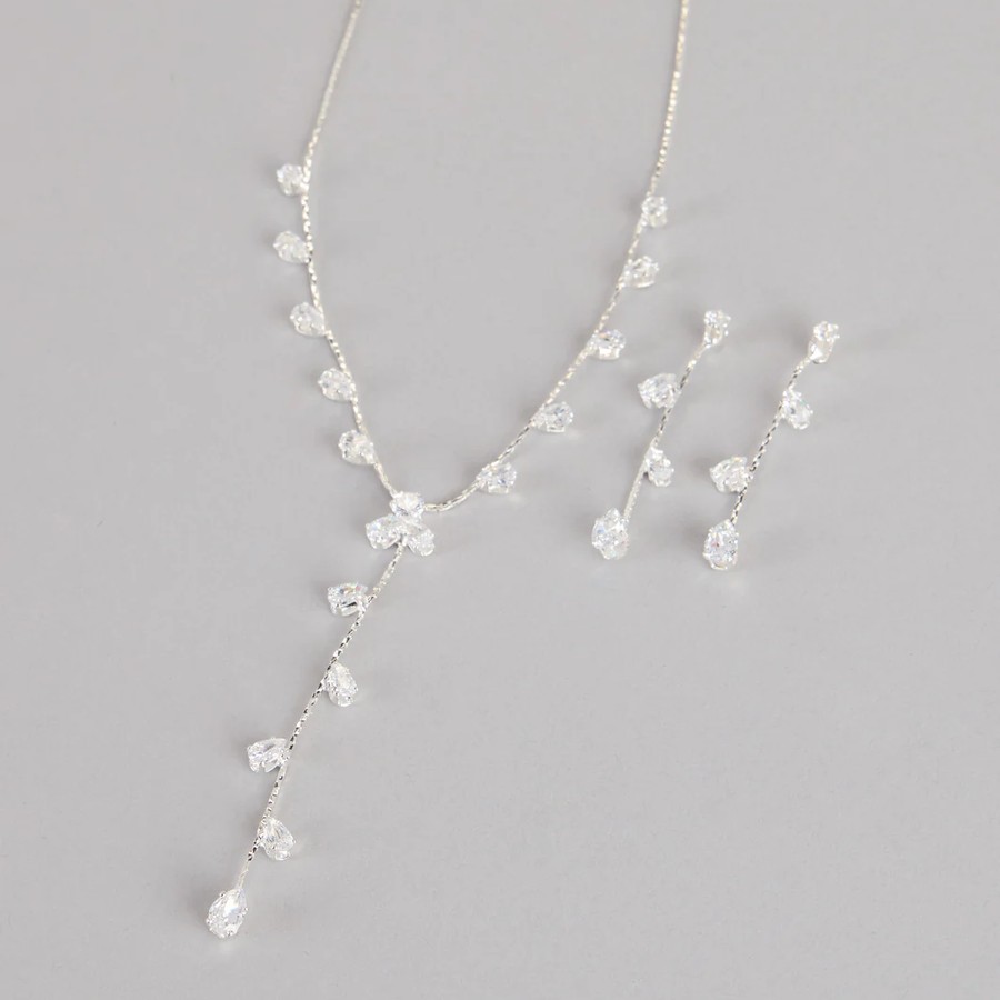 Windsor Rhinestone Necklace and Earrings Set (One Size)