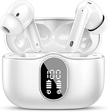 手机配件 蓝牙耳机 无线耳机 wireless earbuds bluetooth 5 4 headphones bass stereo ear buds with noise cancelling mic led display in ear earphones clear calls ip7 waterproof bluetooth earbuds for phones sports lapt (One Size)