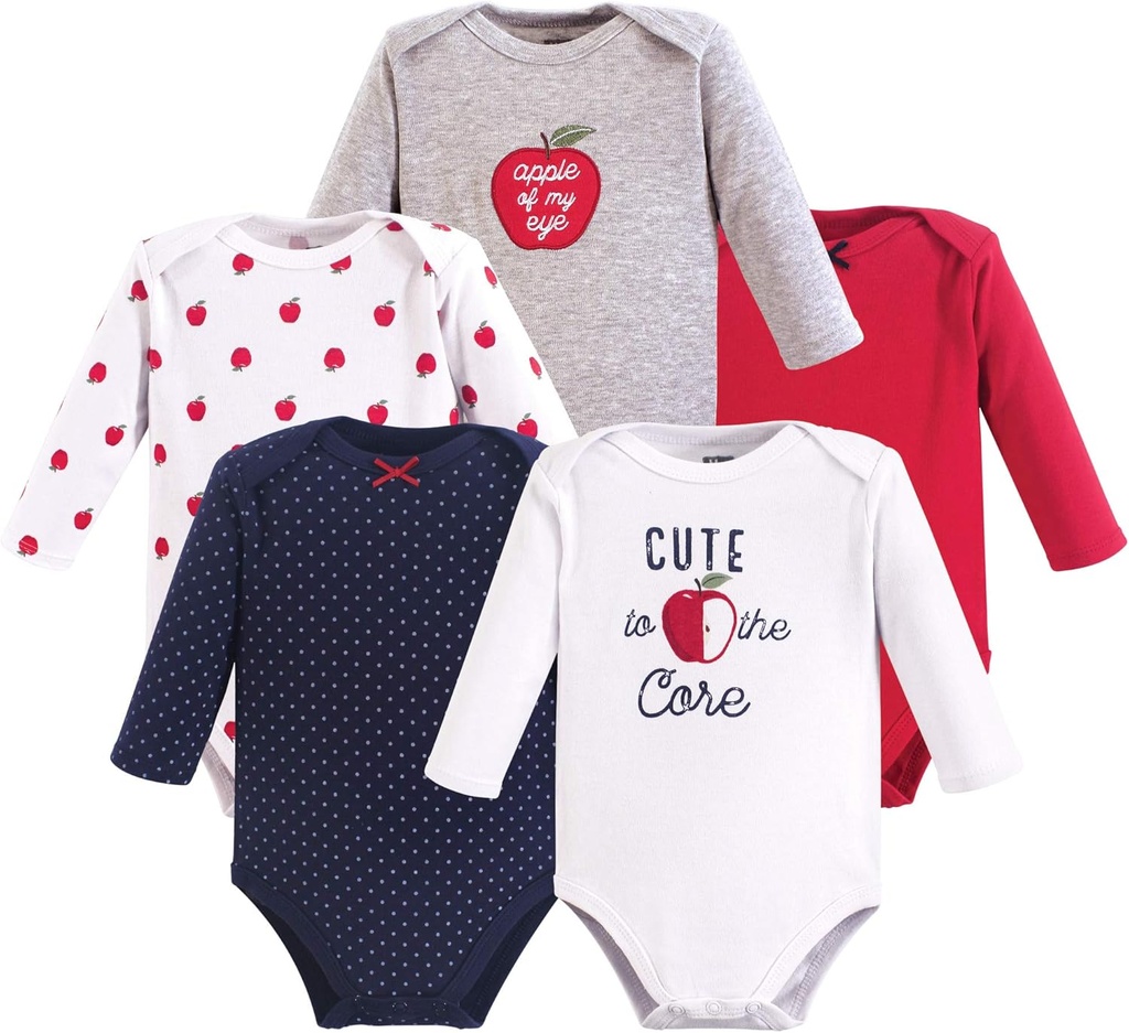baby-girls Cotton Long-sleeve Bodysuits 5-pack (One Size)