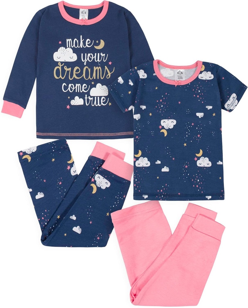 baby-girls Toddler Snug Fit 4-piece Pajama Set