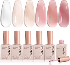 beetles Gel Polish Whispers of Love Jelly Gel Nail Polish Set - 6 Colors Milky White Nude Pink Neutral Sheer Translucent Soak Off UV Gel Nail Kit, Nail Concealer for Salon DIY Manicure Gift for Women (One Size)