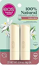 eos 100% Natural & Organic Lip Balm Sticks - Vanilla Bean, All Natural Lip Balm, All-Day Moisture, Dermatologist Recommended, 0.14 oz, 2-Pack (One Size)
