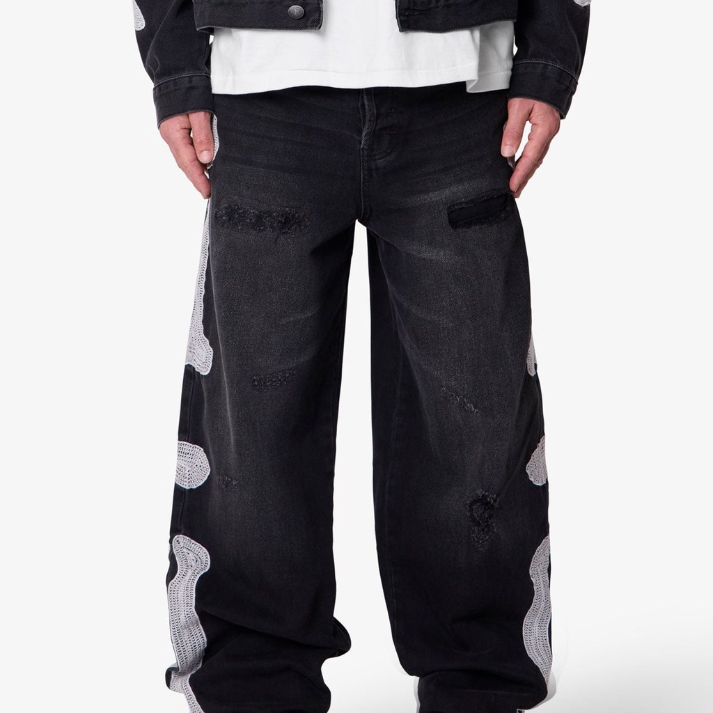 mnml Skeleton Ultra Baggy Denim - Washed Black
