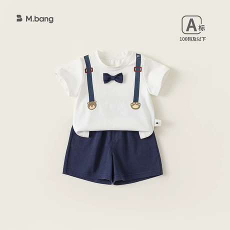Baby Boys Gentleman Outfits Suits, Infant Shirt+Shorts+Bow Tie+Suspenders
