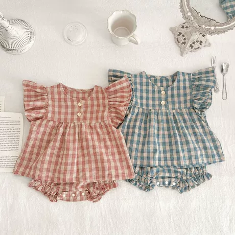 婴儿连体衣 baby girl clothes outfits short sets 2 pieces with t-shirt short pants