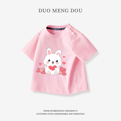 婴儿连体衣 baby-girls and toddler school learning short sleeve graphic t-shirts 3 pack