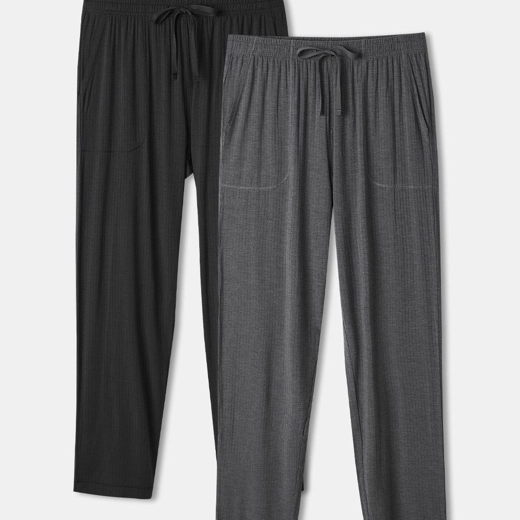 David Archy Bamboo Rib Soft Sleep Pants 2-Pack