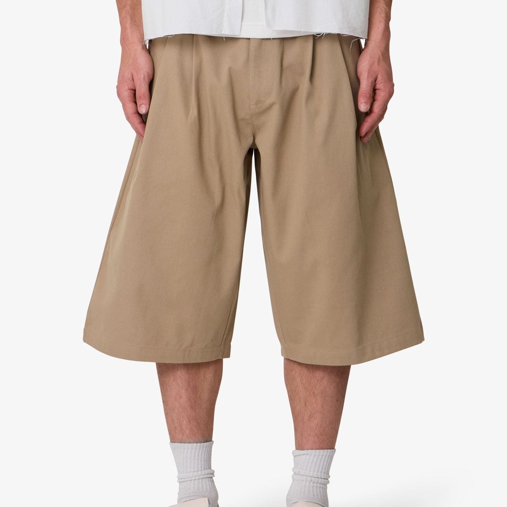mnml Pleated Twill Shorts - Khaki